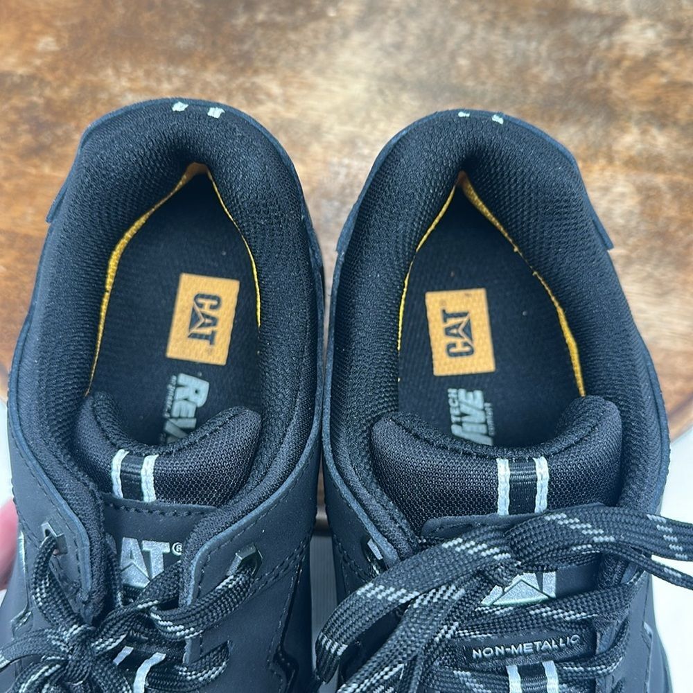CAT Shoes Wm 9.5 Black Lace up Safety Comp Toe Sneakers Slip Oil Resistant - Picture 13 of 14